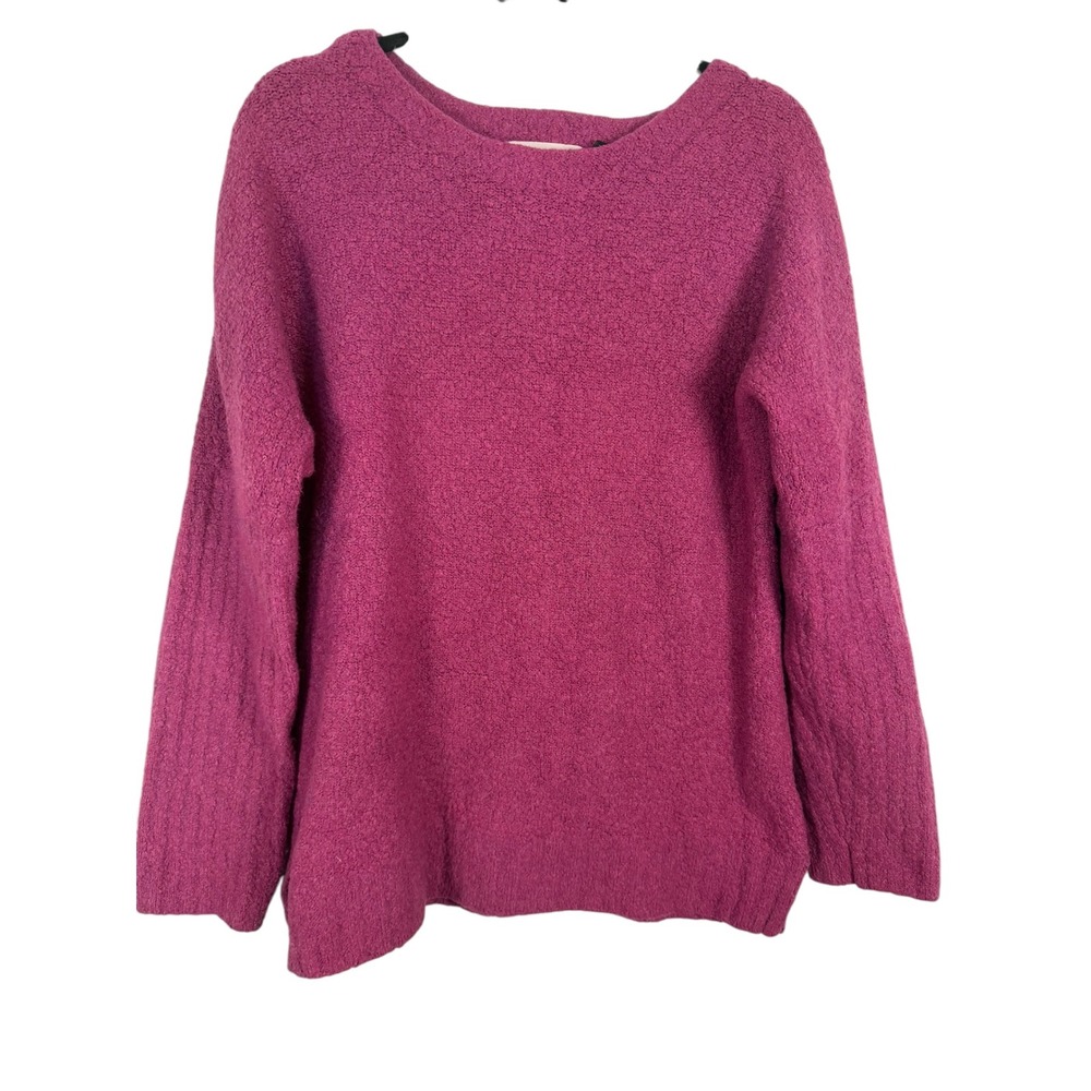 Anthropologie Sleeping on Snow Magenta Pink Boucle Knit Pullover Sweater Medium